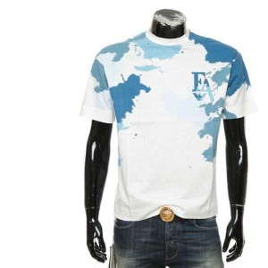 Aprio Armani camiseta de cuello redondo de manga corta para hombres con tinta salpicada de manga corta