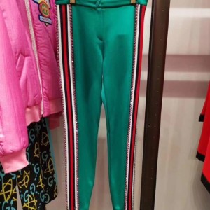 Pantalones casuales de la Sra. Gucci pantalones casuales de rayas guqi con diamantes pantalones casuales pantalones ajustados con pantalones de fondo