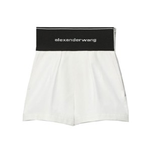 Pantalones cortos de la Sra. Alexander Wang pantalones cortos de cintura alta letras logotipo pantalones cortos blancos de 2 yardas