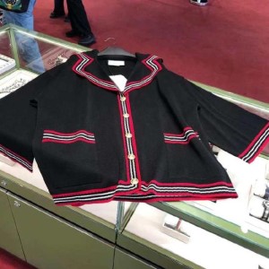 Chaqueta de la Sra. Gucci chaqueta de punto casual de moda de color negro a juego chaqueta media y larga