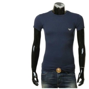 Aprio Armani camiseta de cuello redondo de manga corta elástica para hombres estándar águila de manga corta