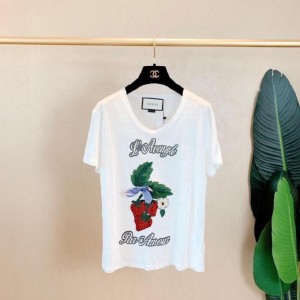 グッチレディースTシャツGucciいちご刺繍Tシャツxxsコード