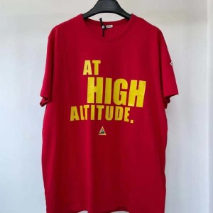 Camiseta masculina de mengkou camiseta de manga corta impresa en letras rojas para hombres de mengkou